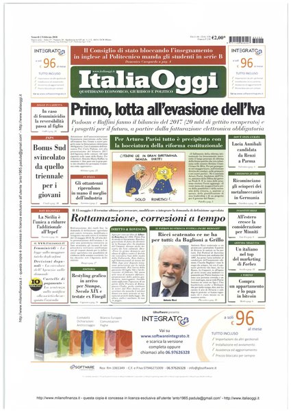 Italia oggi : quotidiano di economia finanza e politica